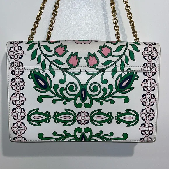 PRICE IS FIRM! Tory Burch Gemini Link Chain Printed Leather Crossbody - Picture 8 of 17